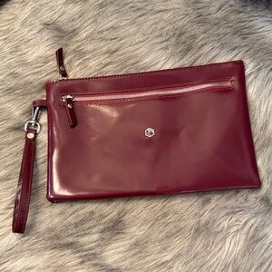 Valentina Burgundy Leather Wristlet Bag
